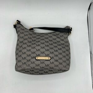 Michael Kors Black and Gray Monogram Shoulder Bag